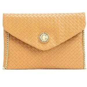 Giselle Paris Esme Woven Clutch Camel NWT